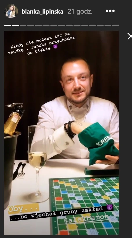 Baron podczas romantycznego wieczoru u Blanki Lipińskiej 