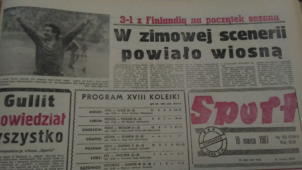 Katowicki „Sport” po meczu z Finlandią w marcu 1987 roku