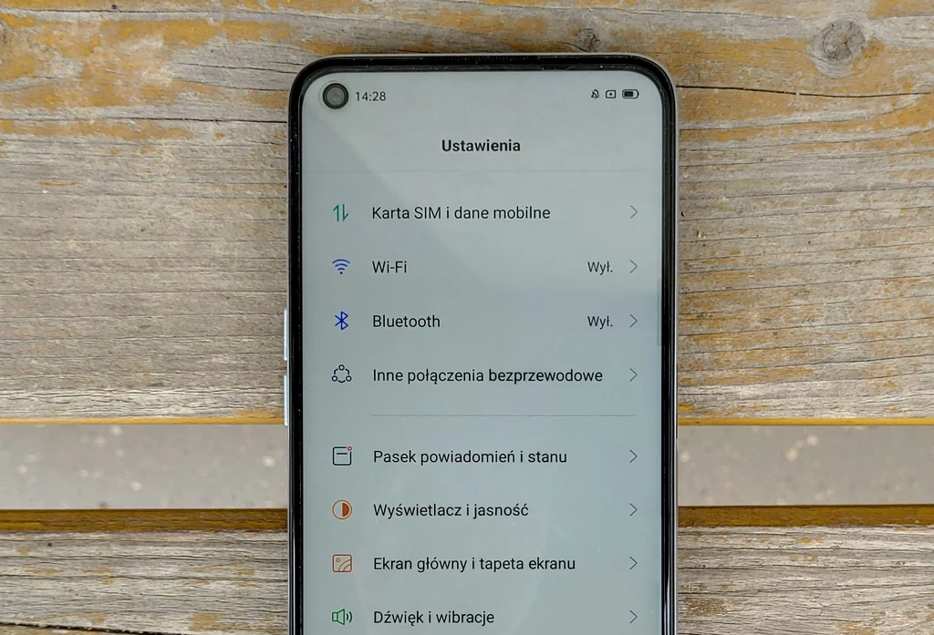 Realme UI - menu Ustawienia