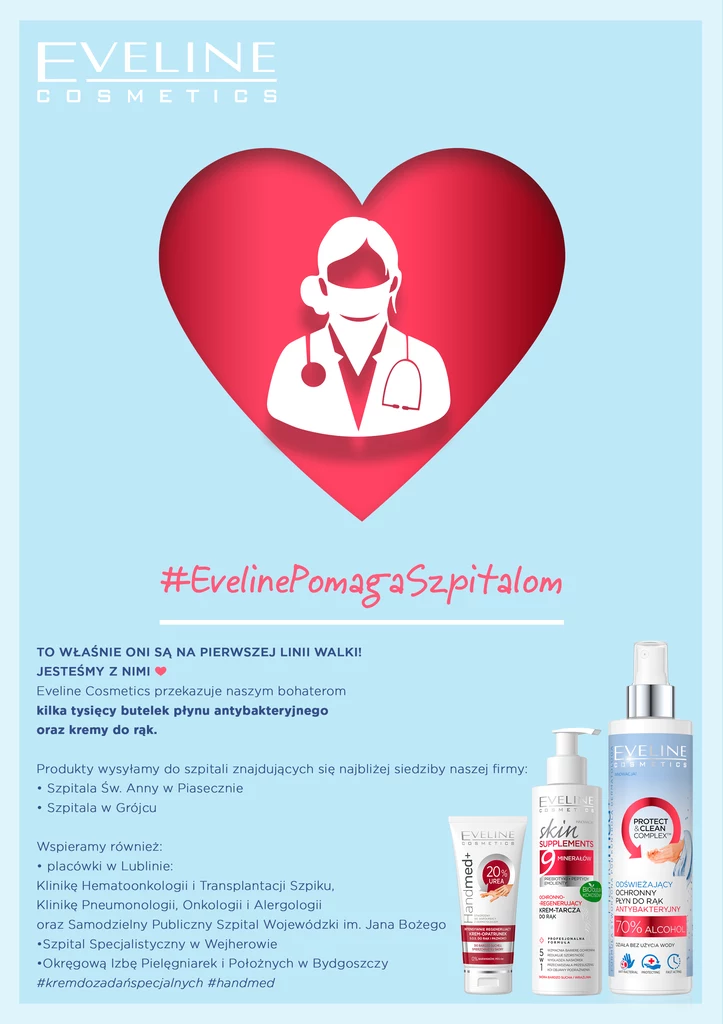 ​Eveline Cosmetics pomaga szpitalom