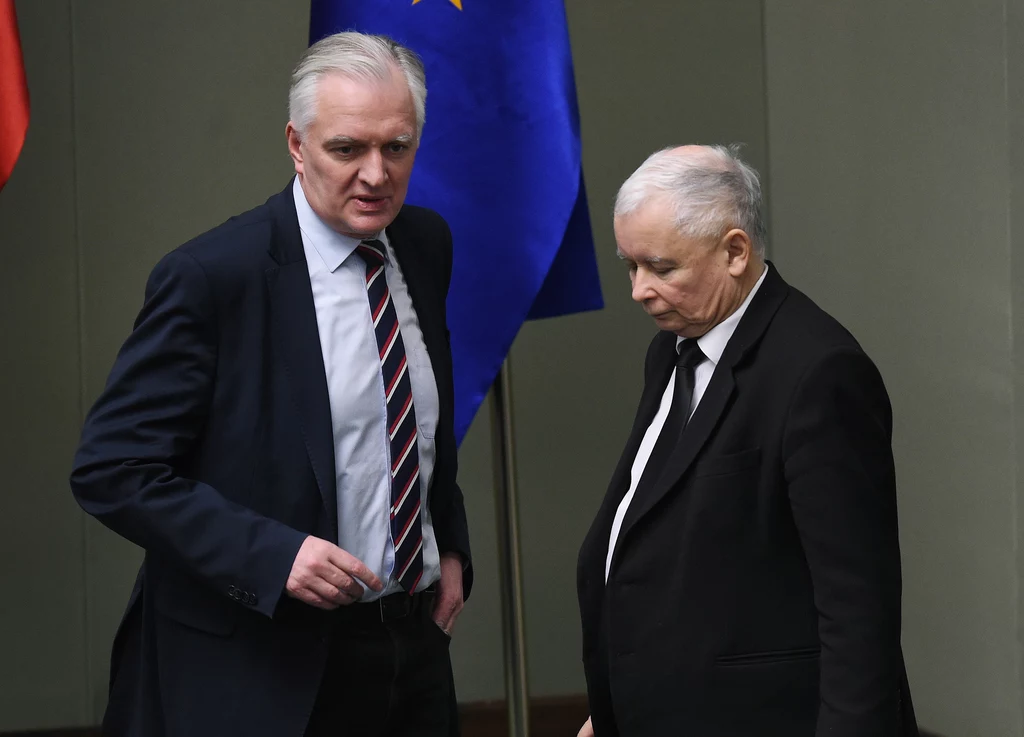 Szef Porozumienia, wicepremier oraz minister nauki i szkolnictwa wyższego Jarosław Gowin i prezes PiS Jarosław Kaczyński