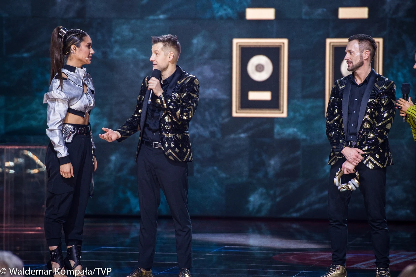 Jurorka Ida Nowakowska oraz Przemysław Cypryański i Rafał Mroczek w programie "Dance Dance Dance 2"