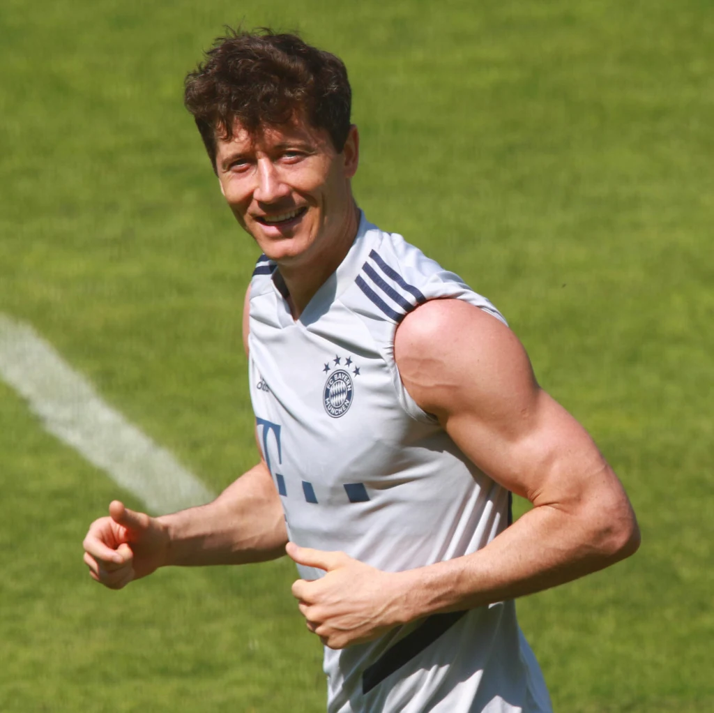 Robert Lewandowski na treningu