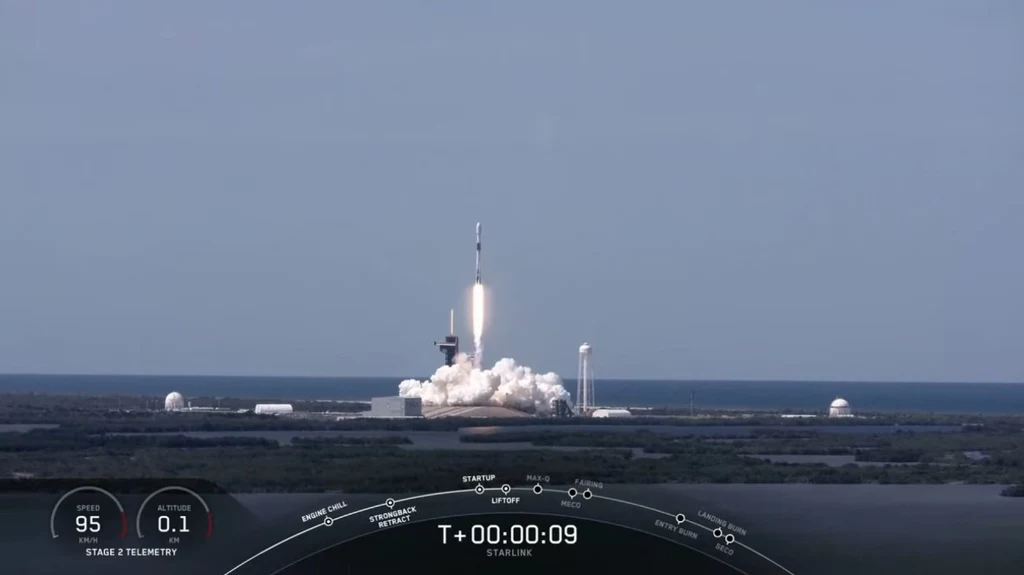 Start siódmej paczki satelitów Starlink. Fot. SpaceX