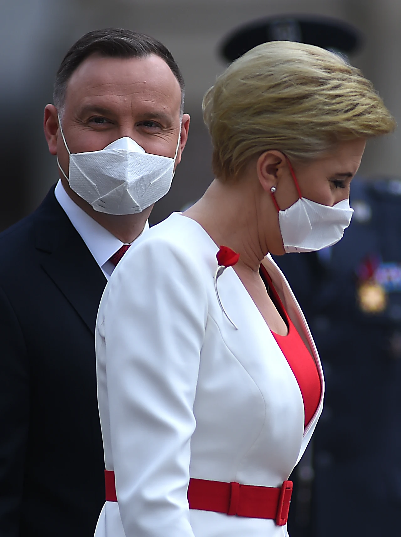 Andrzej Duda i Agata Kornhauser-Duda podczas uroczystości związanych z obchodami Święta Flagi Andrzej Duda i Agata Kornhauser-Duda podczas uroczystości związanych z obchodami Święta Flagi