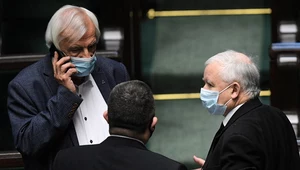 Prezes PiS Jarosław Kaczyński (z prawej) i Ryszard Terlecki, wicemarszałek Sejmu