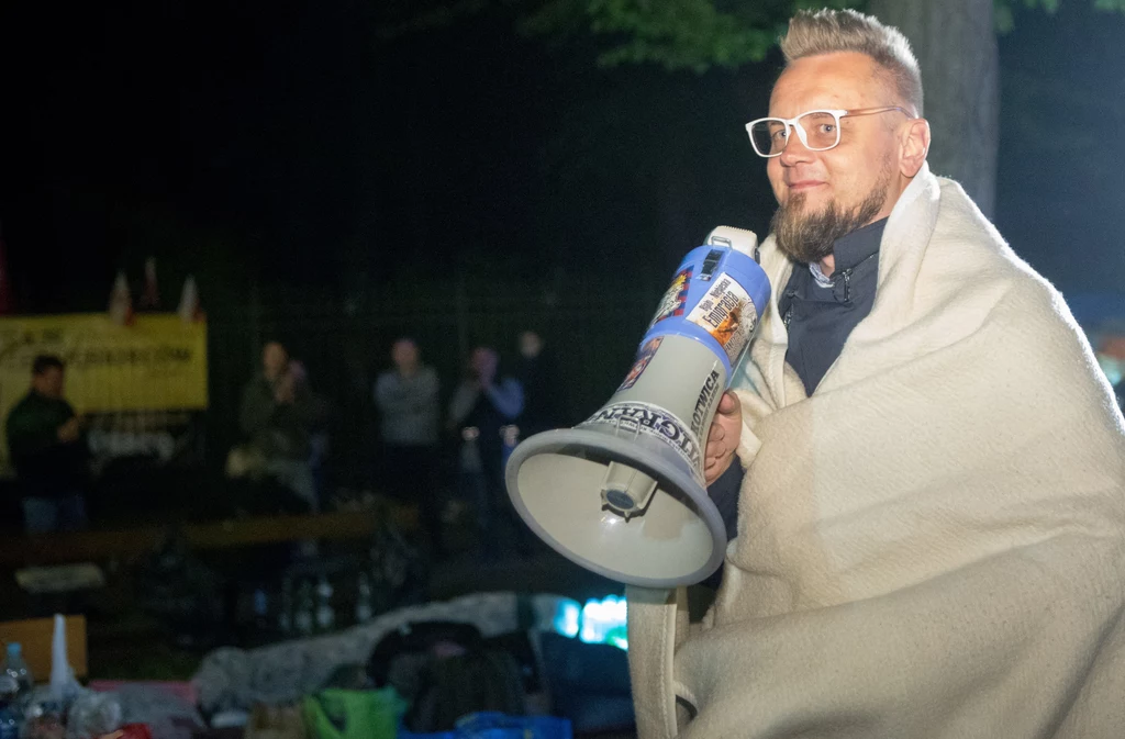 Pawel Tanajno w czasie protestu Pawel Tanajno w czasie protestu