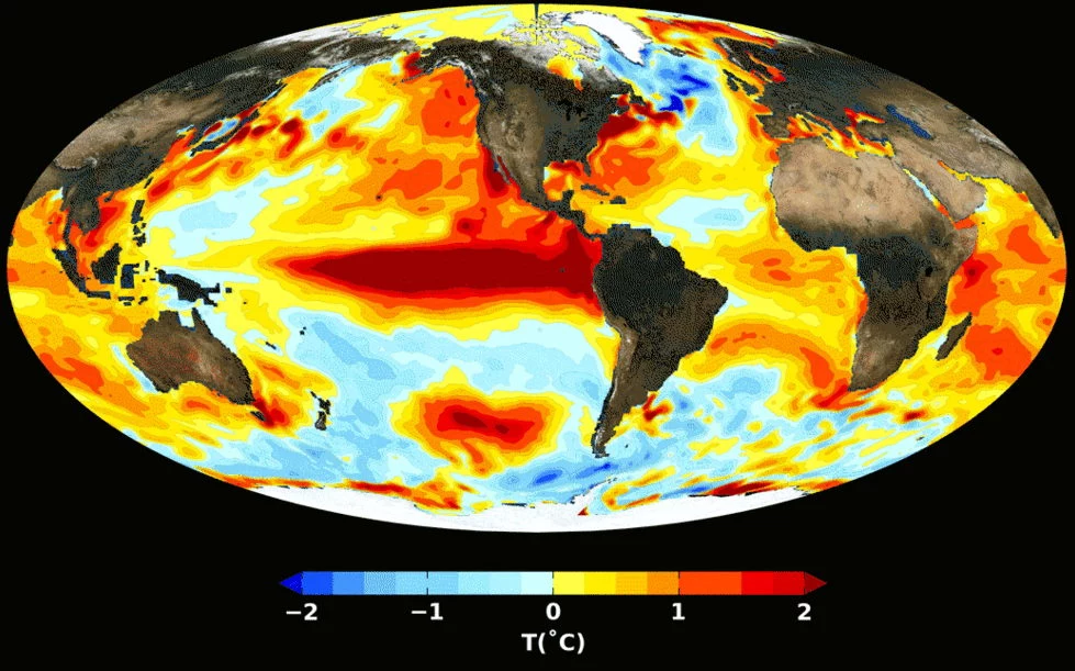 Wzorce temperatury powierzchni oceanu podczas El Nino