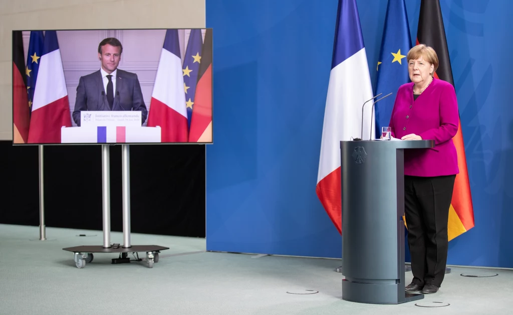 Wspólna wideokonferencja Angeli Merkel i Emmanuela Macrona
