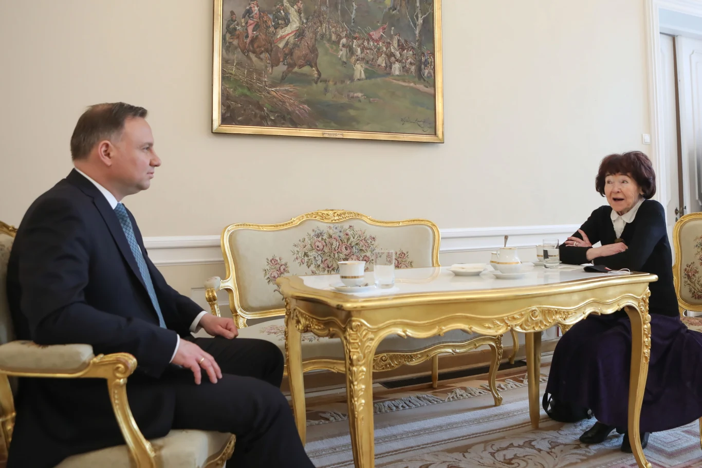 Prezydent Andrzej Duda i córka Witolda Pileckiego Zofia Pilecka-Optułowicz. Prezydent Andrzej Duda i córka Witolda Pileckiego Zofia Pilecka-Optułowicz.