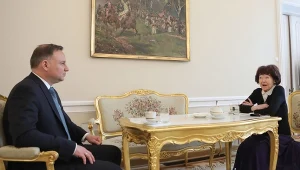 Prezydent Andrzej Duda i córka Witolda Pileckiego Zofia Pilecka-Optułowicz. 