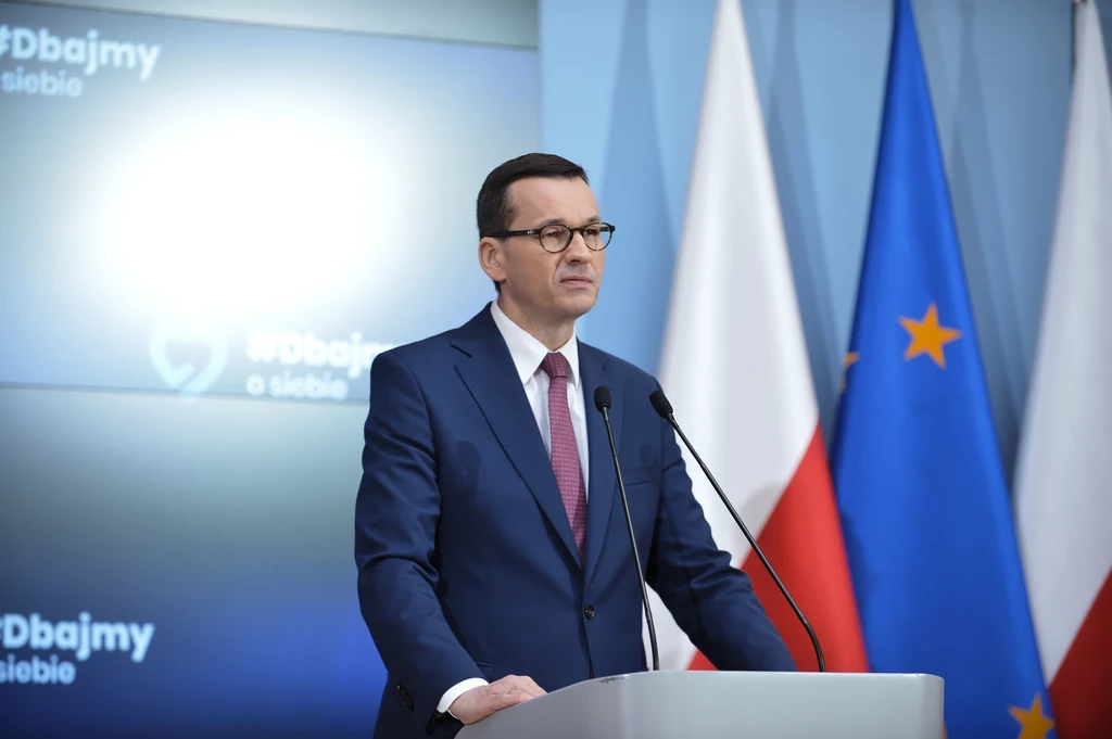 Premier Mateusz Morawiecki podczas konferencji Premier Mateusz Morawiecki podczas konferencji