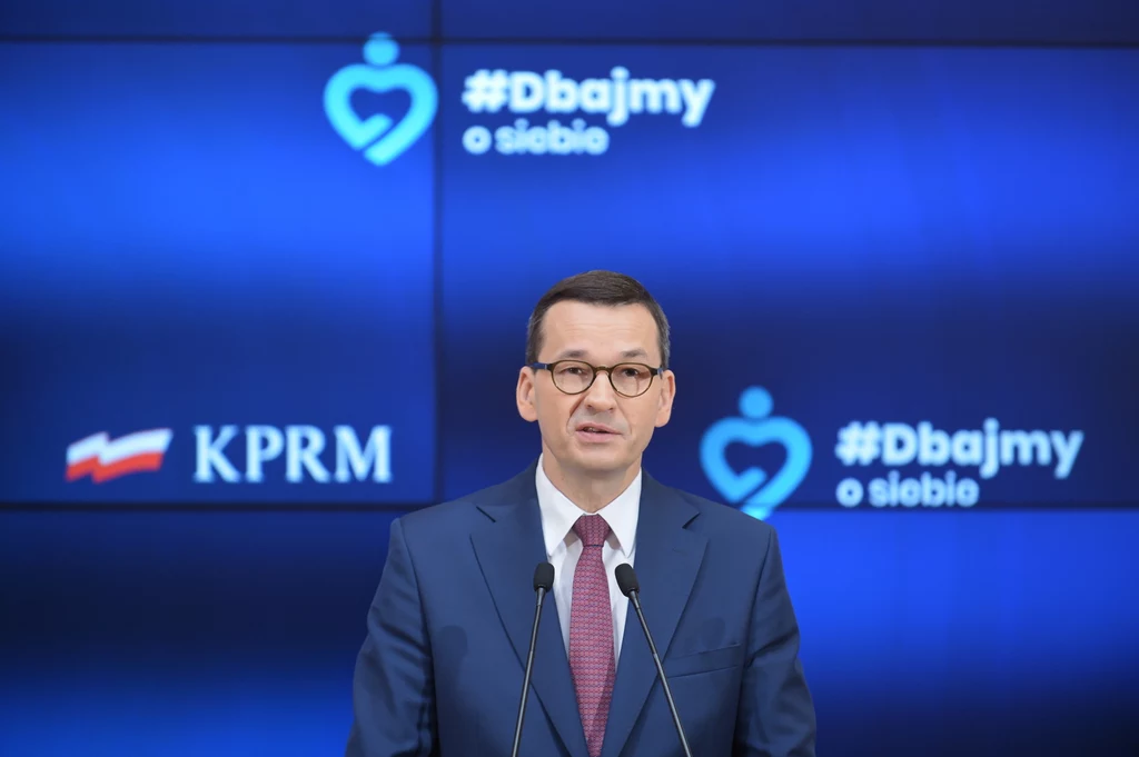 Premier Mateusz Morawiecki podczas konferencji prasowej Premier Mateusz Morawiecki podczas konferencji prasowej