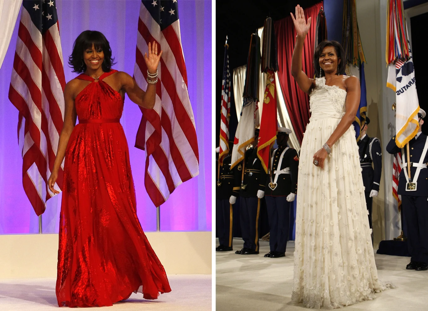 Michelle Obama przejdzie do historii jako jedna z najbardziej aktywnych i zaangażowanych pierwszych dam. Ale Amerykanie również pokochali jej styl, któremu daleko do nudnych garsonek i zachowawczych kolorów. W marcu 2009 roku zdjęcie barwnej Michelle trafiło nawet na okładkę magazynu „Vogue”. Jedną z kreacji, która zrobiła największe wrażenie na rodakach, była biała suknia projektu Jasona Wu. Obama zaprezentowała się w niej na balu inauguracyjnym w 2009 roku. 