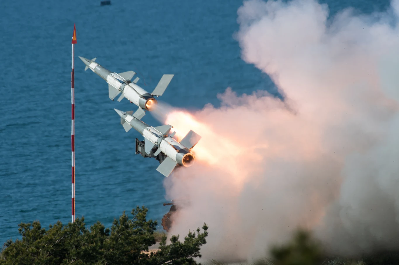 W Ustce strzelali również przeciwlotnicy, wykorzystujący systemy S-125 Newa-SC. Jest to modyfikacja systemu Newa-M z 2001 roku, w której analogowe systemy naprowadzania wymieniono na cyfrowe, a wyrzutnię zamontowano na podwoziu gąsienicowym czołgu T-55. 