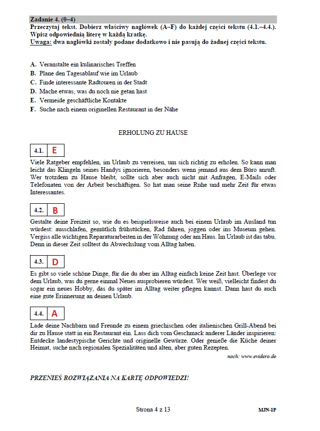 Matura 2020: Język niemiecki (poziom podstawowy) – arkusz CKE i odpowiedzi Matura 2020: Język niemiecki (poziom podstawowy) – arkusz CKE i odpowiedzi