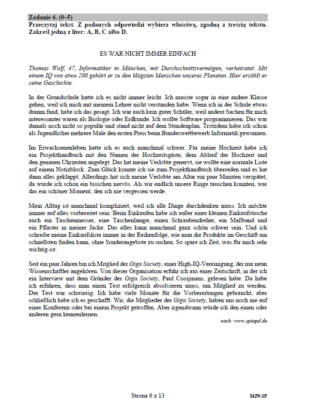 Matura 2020: Język niemiecki (poziom podstawowy) – arkusz CKE Matura 2020: Język niemiecki (poziom podstawowy) – arkusz CKE