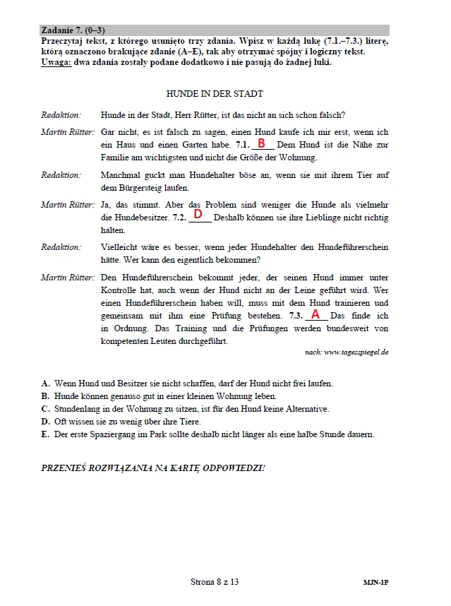 Matura 2020: Język niemiecki (poziom podstawowy) – arkusz CKE i odpowiedzi Matura 2020: Język niemiecki (poziom podstawowy) – arkusz CKE i odpowiedzi