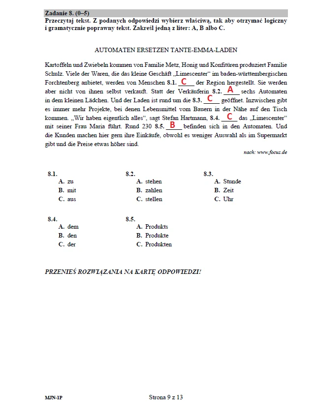 Matura 2020: Język niemiecki (poziom podstawowy) – arkusz CKE i odpowiedzi Matura 2020: Język niemiecki (poziom podstawowy) – arkusz CKE i odpowiedzi