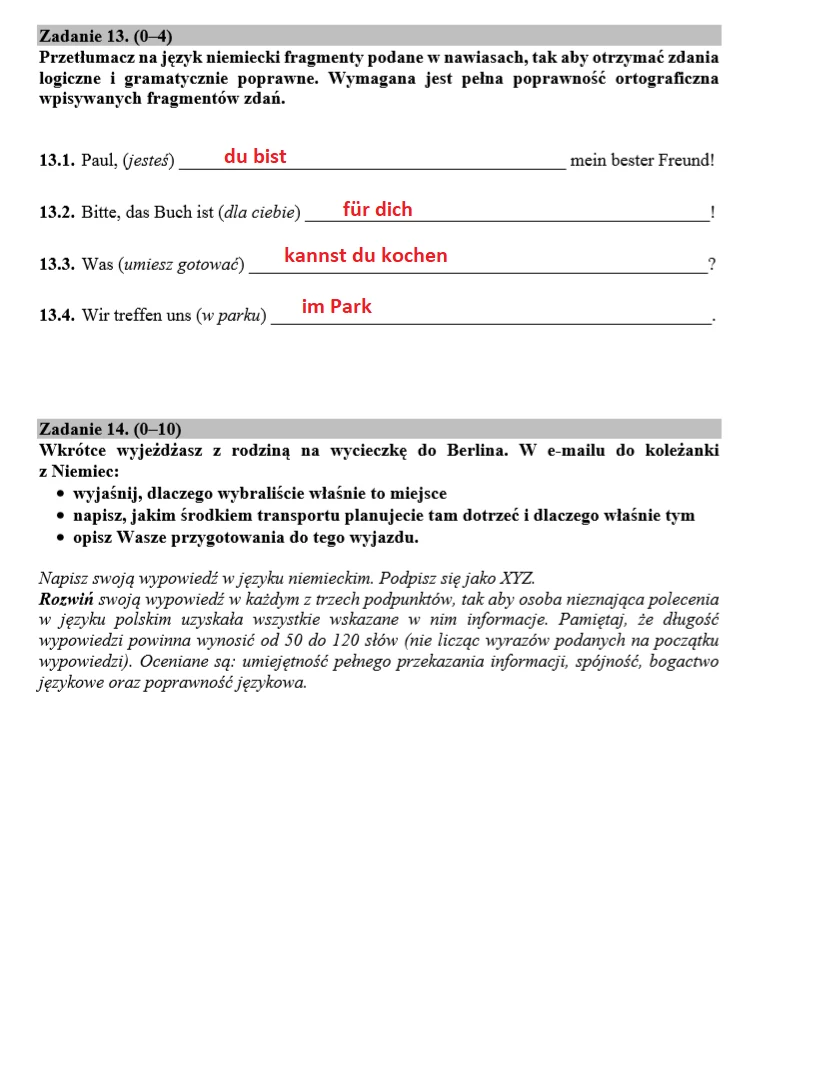  Egzamin ósmoklasisty 2020: Język niemiecki