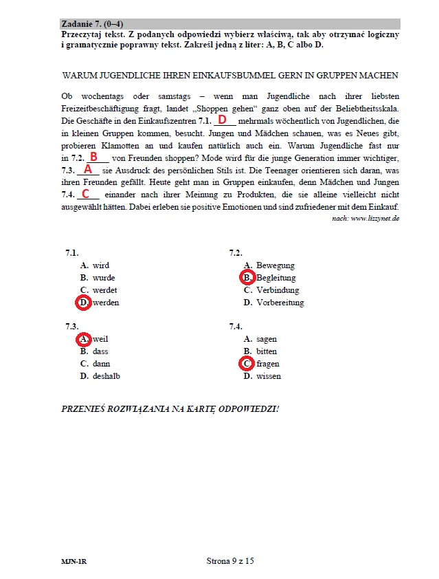 Matura 2020 z niemieckiego (poziom rozszerzony) – odpowiedzi