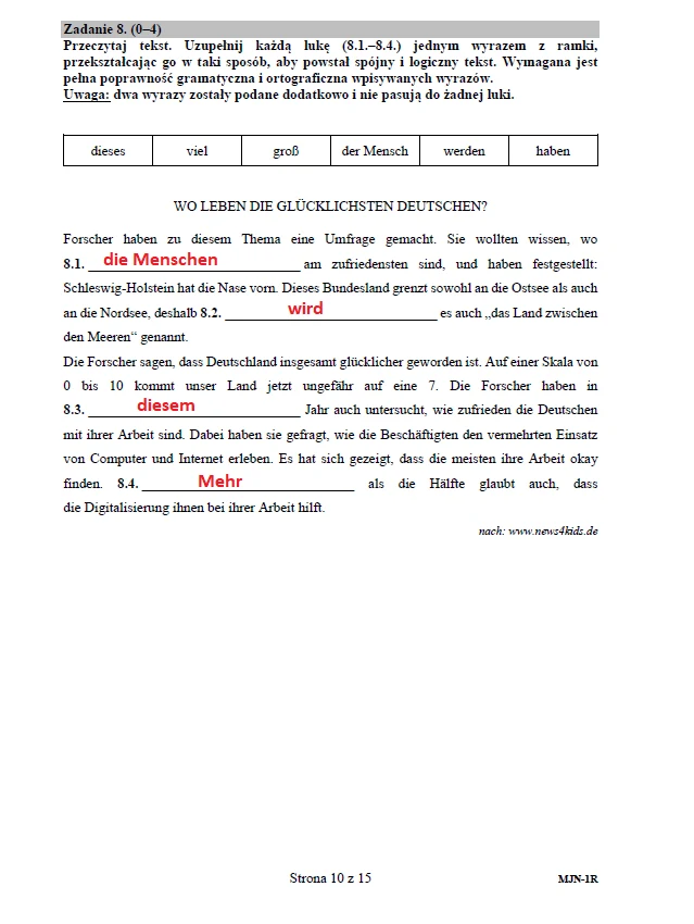 Matura 2020 z niemieckiego (poziom rozszerzony) – odpowiedzi Matura 2020 z niemieckiego (poziom rozszerzony) – odpowiedzi