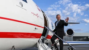 Prezydent Andrzej Duda przed wylotem do Stanów Zjednoczonych, w 8. Bazie Lotnictwa Transportowego w podkrakowskich Balicach