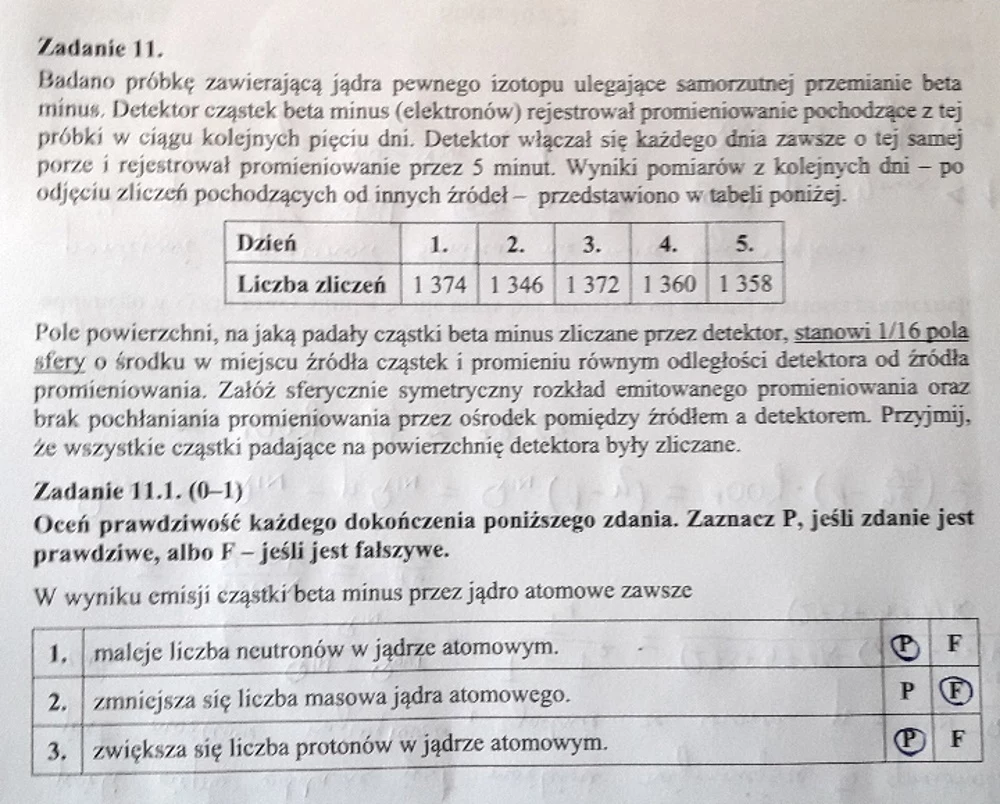 Matura z fizyki - odpowiedź do zad. 11.1 Matura z fizyki - odpowiedź do zad. 11.1