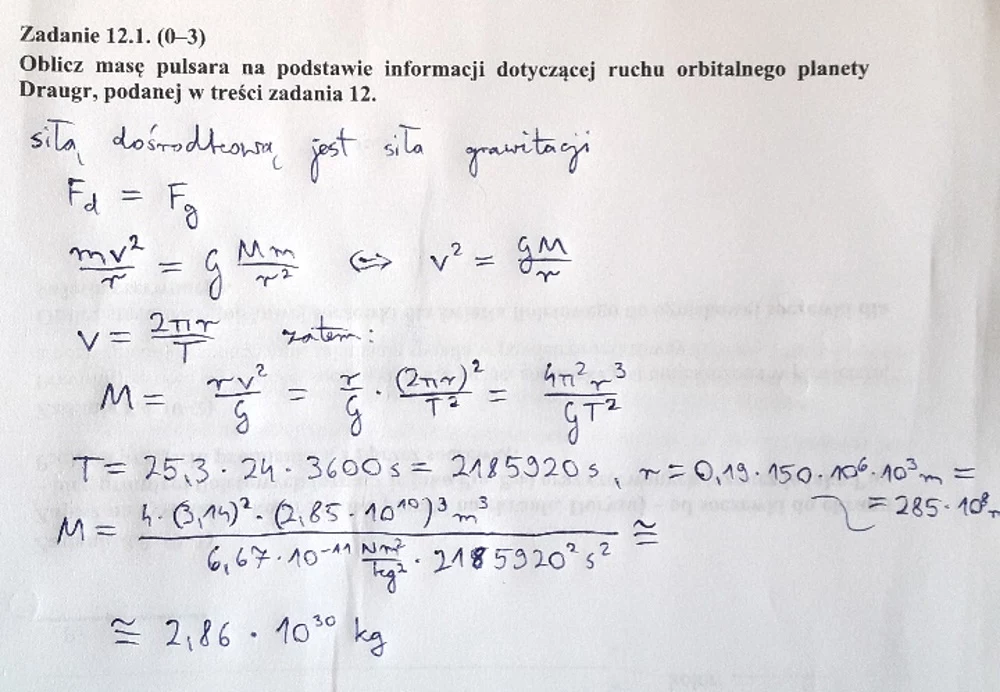 Matura z fizyki - odpowiedź do zad. 12.1 Matura z fizyki - odpowiedź do zad. 12.1