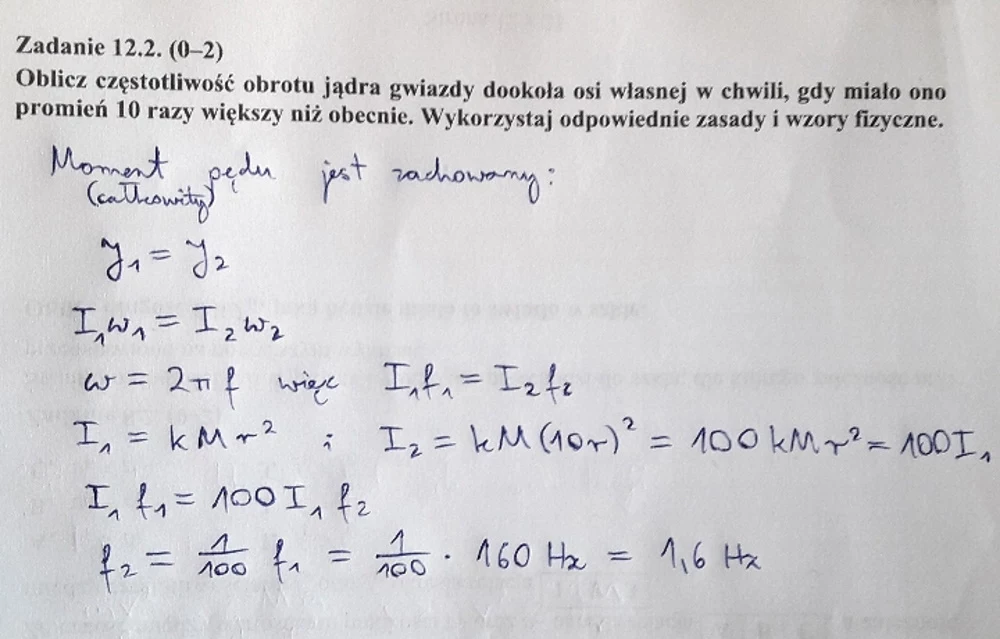 Matura z fizyki - odpowiedź do zad. 12.2 Matura z fizyki - odpowiedź do zad. 12.2