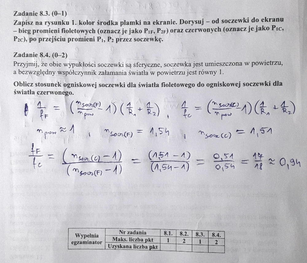 Matura z fizyki - odpowiedź do zad. 8.4 Matura z fizyki - odpowiedź do zad. 8.4