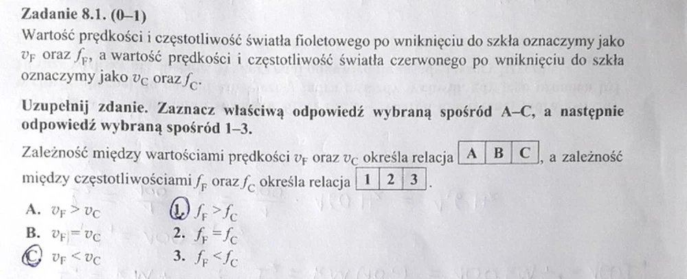 Matura z fizyki - odpowiedź do zad. 8.1 Matura z fizyki - odpowiedź do zad. 8.1