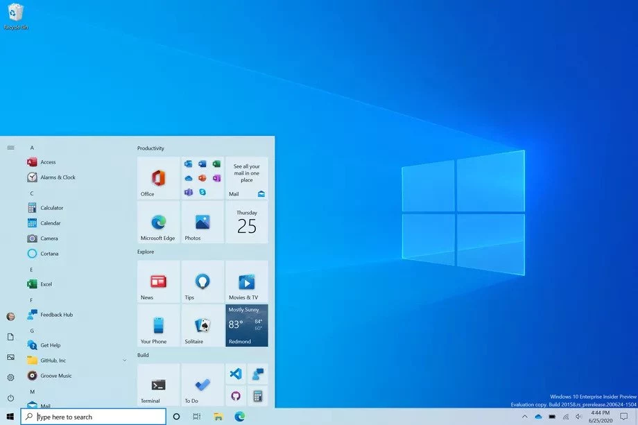 Nowe Menu Start w Windows 10 / fot. The Verge