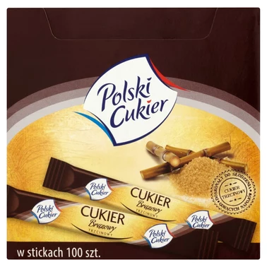 Polski Cukier Cukier brązowy trzcinowy Demerara w stickach 500 g (100 sztuk) - 1