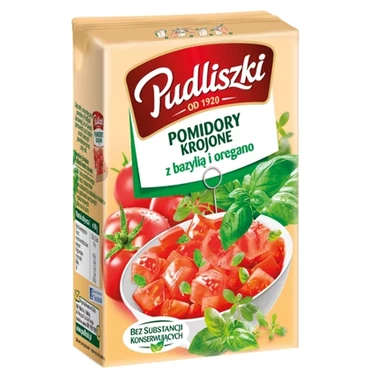 Pudliszki Pomidory krojone z bazylią i oregano 390 g - 1