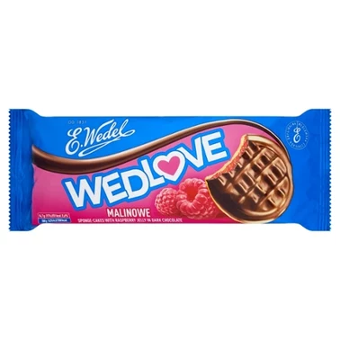 E. Wedel Wedlowe Malinowe Biszkopty z galaretką malinową oblane czekoladą deserową 147 g - 2