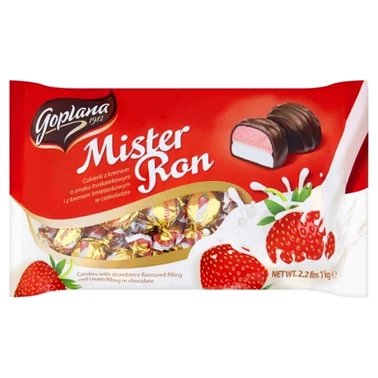 Solidarność Mister Ron Krem o smaku truskawkowym i krem śmietankowy w czekoladzie 1 kg - 0