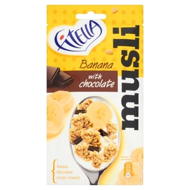 Fitella Musli chrupkie bananowe z kawałkami czekolady i nasionami chia 50 g - 1