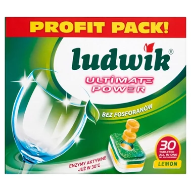 Ludwik All in one Tabletki do zmywarek zapach lemon 540 g (30 sztuk) - 1