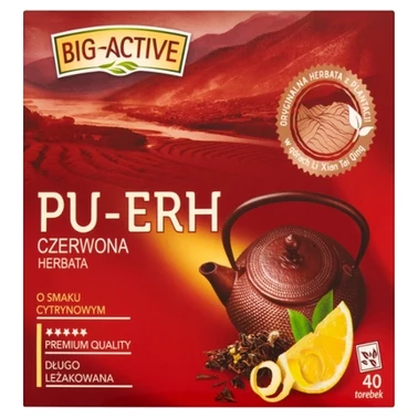 Big-Active Pu-Erh Herbata czerwona o smaku cytrynowym 72 g (40 torebek) - 0