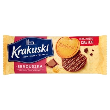 Krakuski Serduszka Herbatniki z dodatkiem masła w czekoladzie mlecznej 171 g - 1