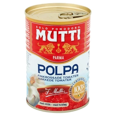 Mutti Pulpa drobno krojone pomidory bez skórki z czosnkiem 400 g - 2