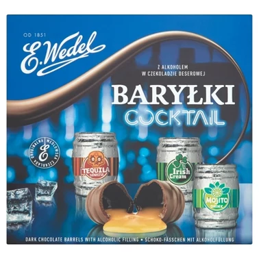 E. Wedel Baryłki koktajl z alkoholem w czekoladzie deserowej 200 g - 1