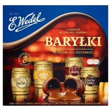 E. Wedel Baryłki klasyczne z alkoholem w czekoladzie deserowej 200 g - 1