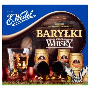 E. Wedel Baryłki o smaku whisky z alkoholem w czekoladzie deserowej 200 g - 1
