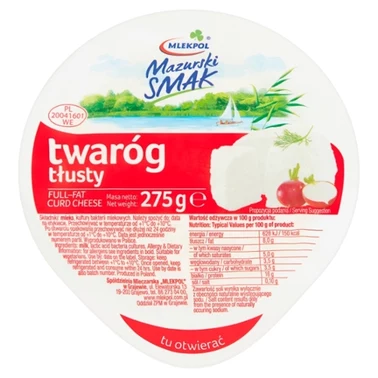 Mlekpol Mazurski Smak Twaróg tłusty 275 g - 2