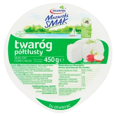 Mlekpol Mazurski Smak Twaróg półtłusty 450 g - 1