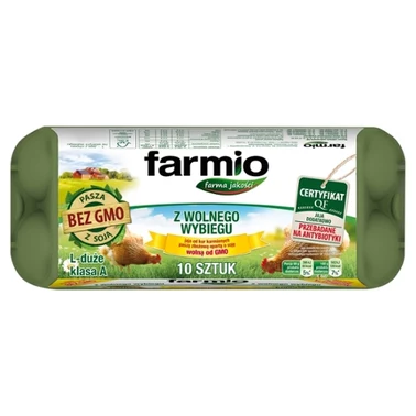 Farmio Jaja z wolnego wybiegu od kur karmionych paszą wolną od GMO L 10 sztuk - 1