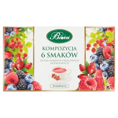 Bifix Zestaw herbatek owocowych ekspresowych kompozycja 6 smaków 120 g (60 x 2 g) - 0