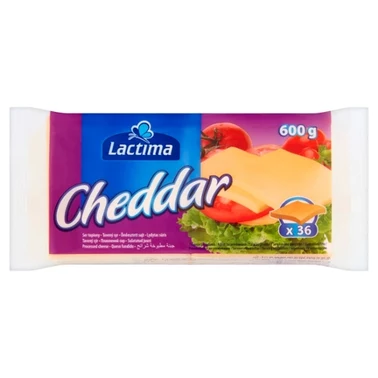 Lactima Ser topiony w plasterkach Cheddar 600 g (36 x 16.67 g) - 0